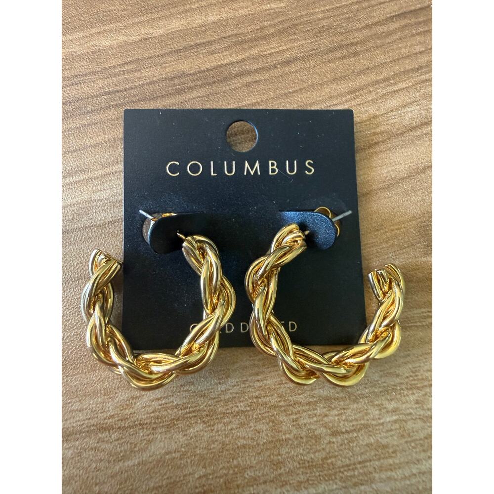 6/$25 NWT Columbus Gold Dipped Rope Textured Hoops